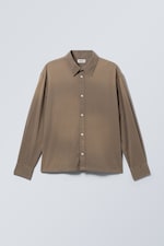 Verwaschenes Braun - Washed Shirt im kastigen Oversized-Look - 0