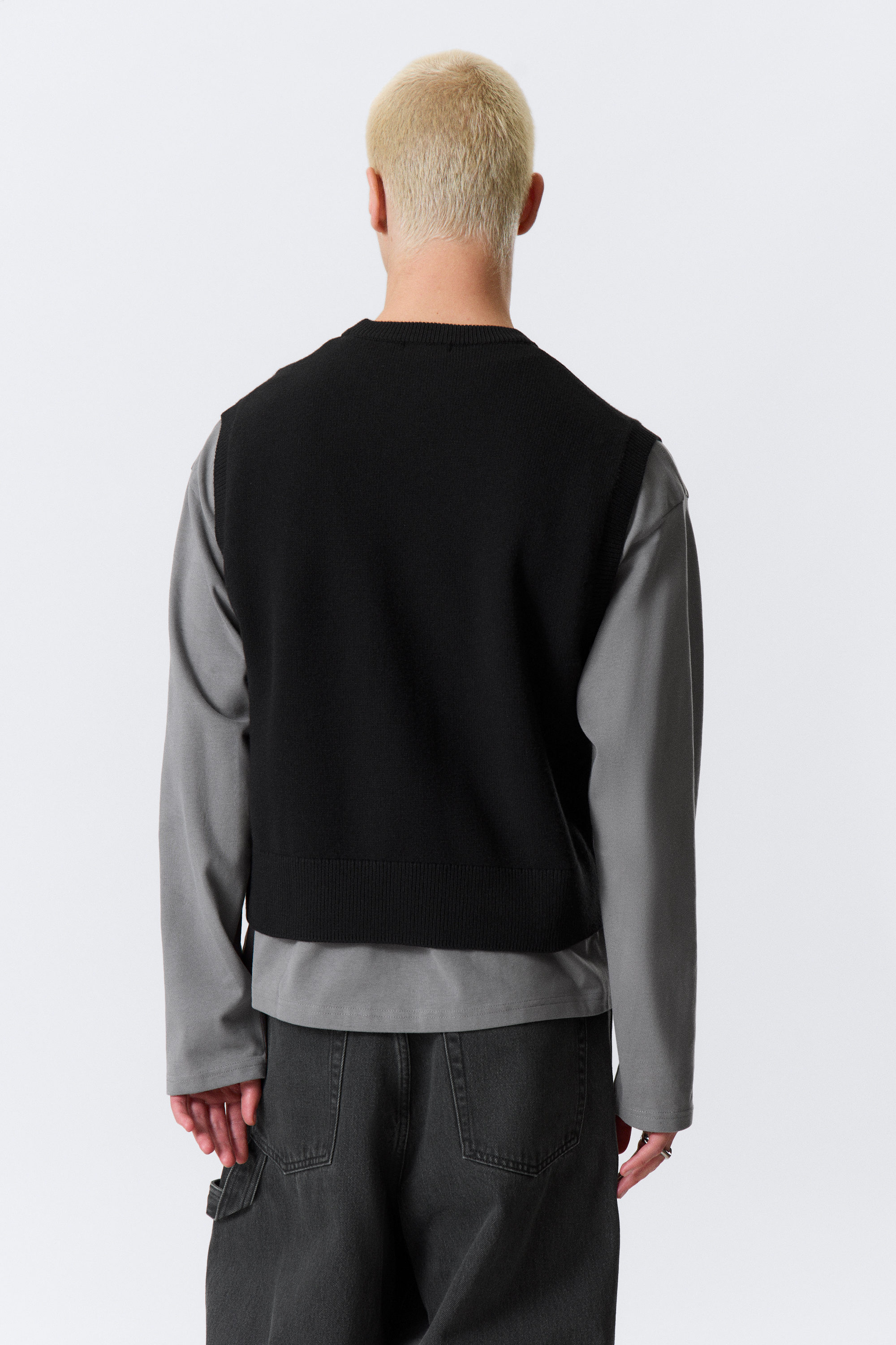 Black - Knitted Vest - 3