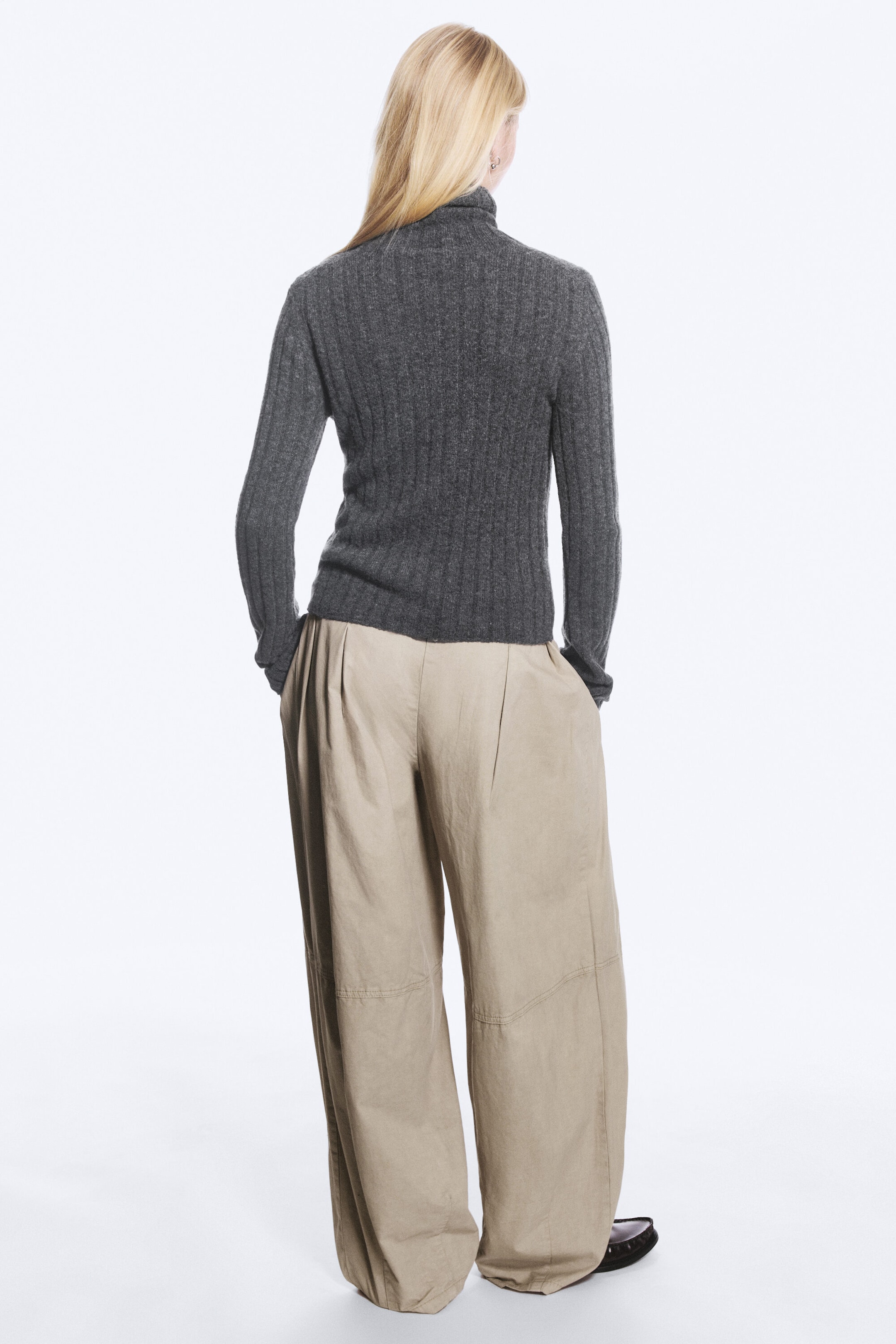 Dark Grey - Flared-Sleeve Wool-Blend Turtleneck Sweater - 6
