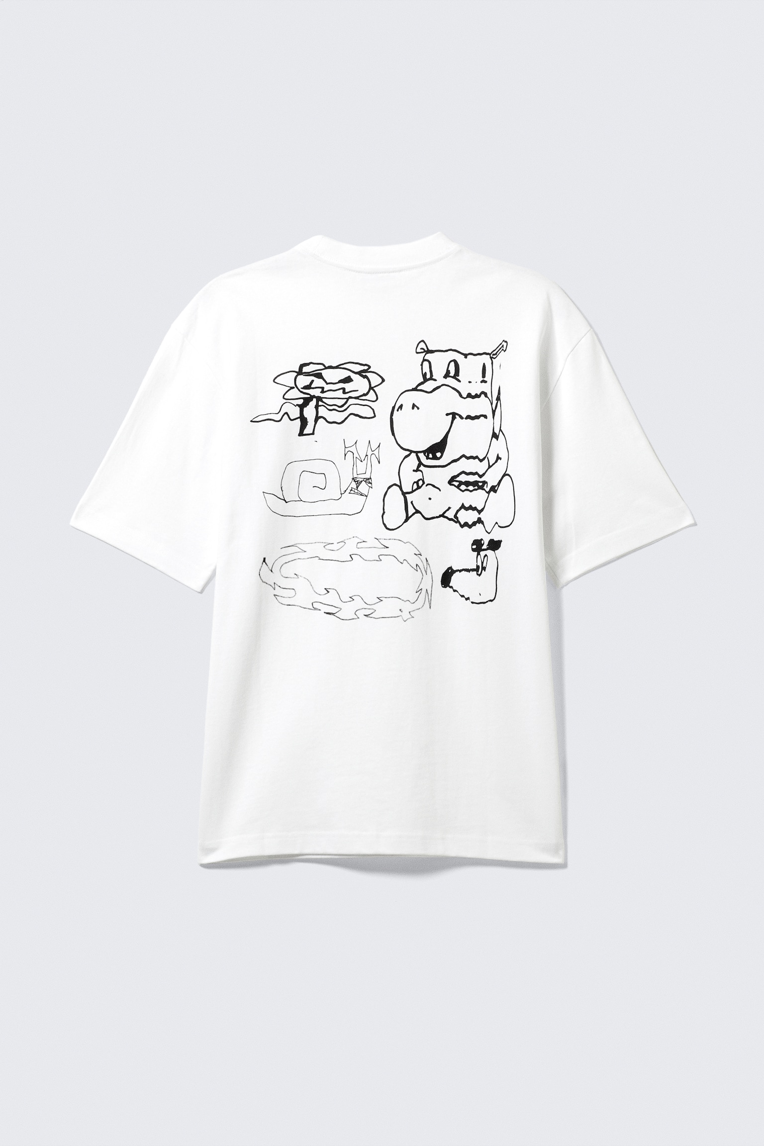 Relaxed Graphic Printed T-shirt - White - House Party/Sötétkék - Double Wave/Fehér - Surf Hawaii/Szürke - Ijedt macska/Sötétkék - Underground Bird - 2