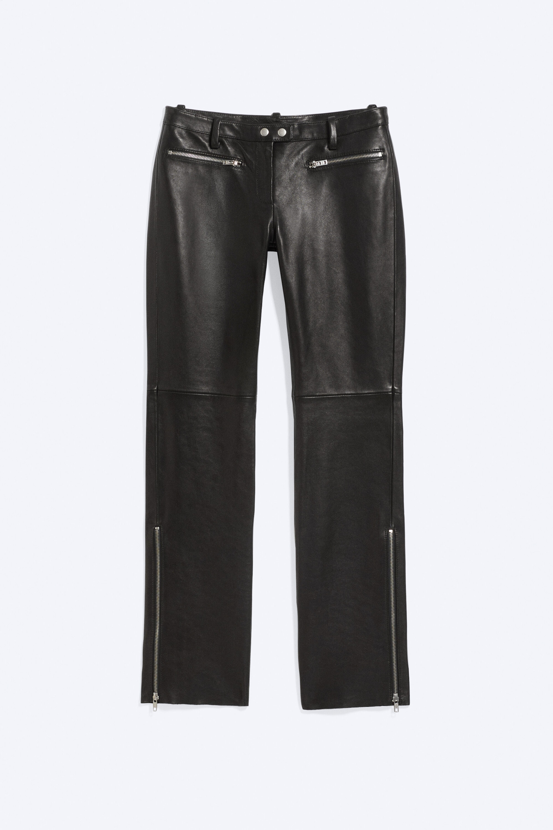 Black - Bootcut leather zip trousers - 5