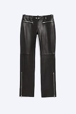 Black - Bootcut leather zip trousers - 5