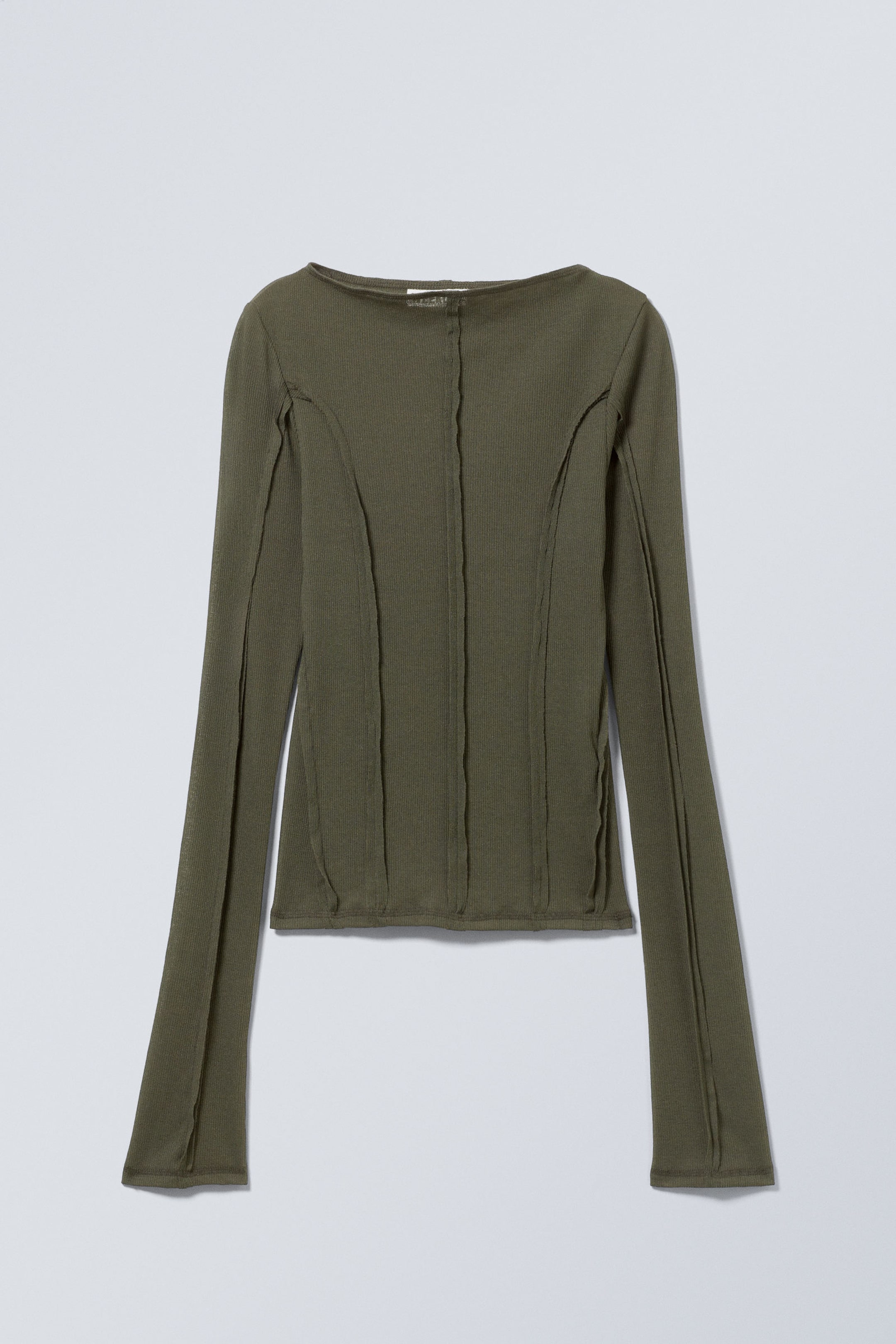 Khaki green - Turn Mock Neck Long Sleeve Top - 0