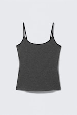 Black & Grey Stripes - Fitted Strappy Scoop Neck Singlet - 0