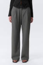 Donkergrijs - Relaxte pantalon met halfhoge taille en plooien - 1