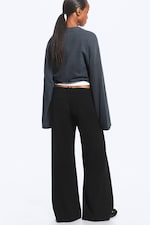 Black - Low Flared Suit Trousers - 3
