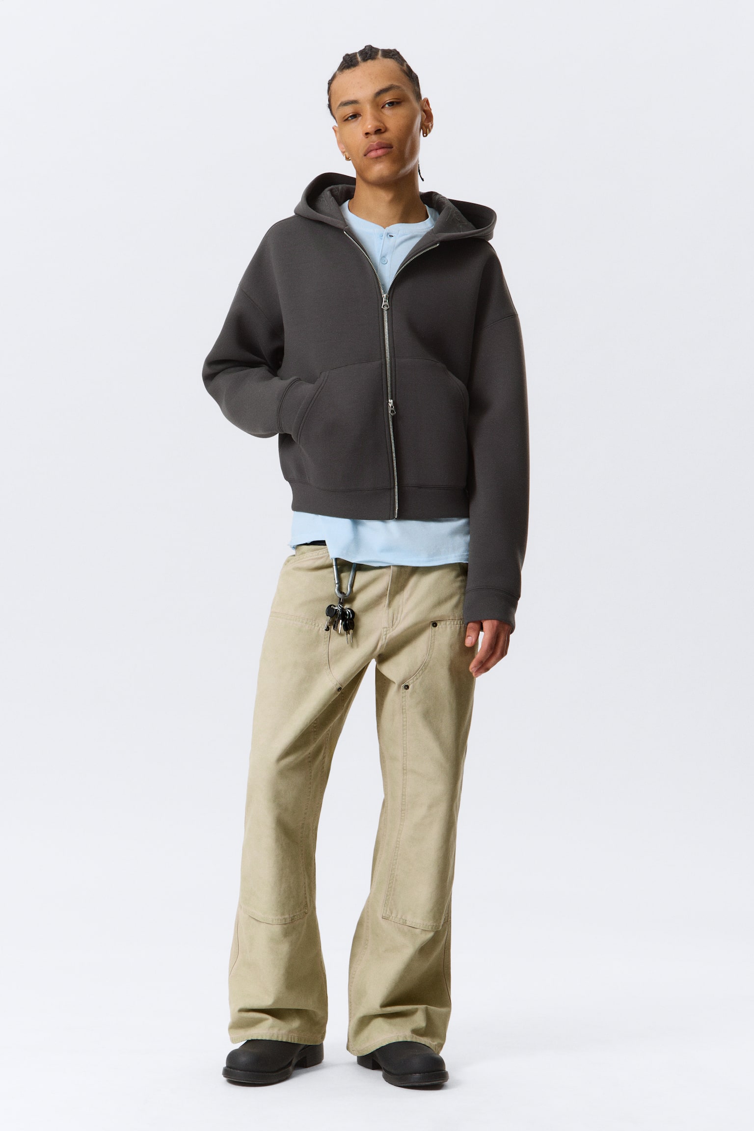 Simon Graphic Scuba Zip Hoodie - Dark Grey - Embroidered - 7