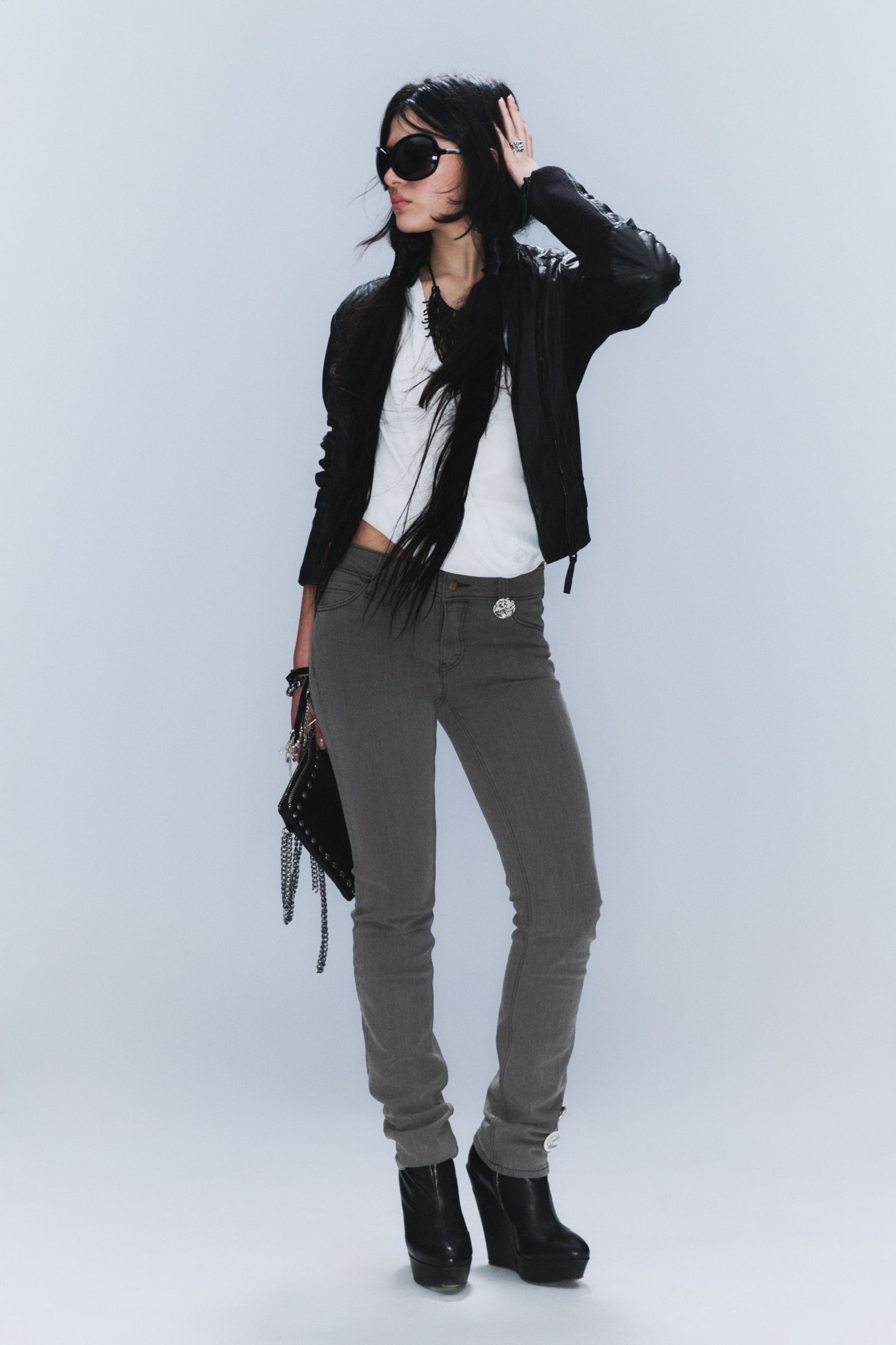 #666B75 - Sleezie Low Rise Skinny Jeans - 1