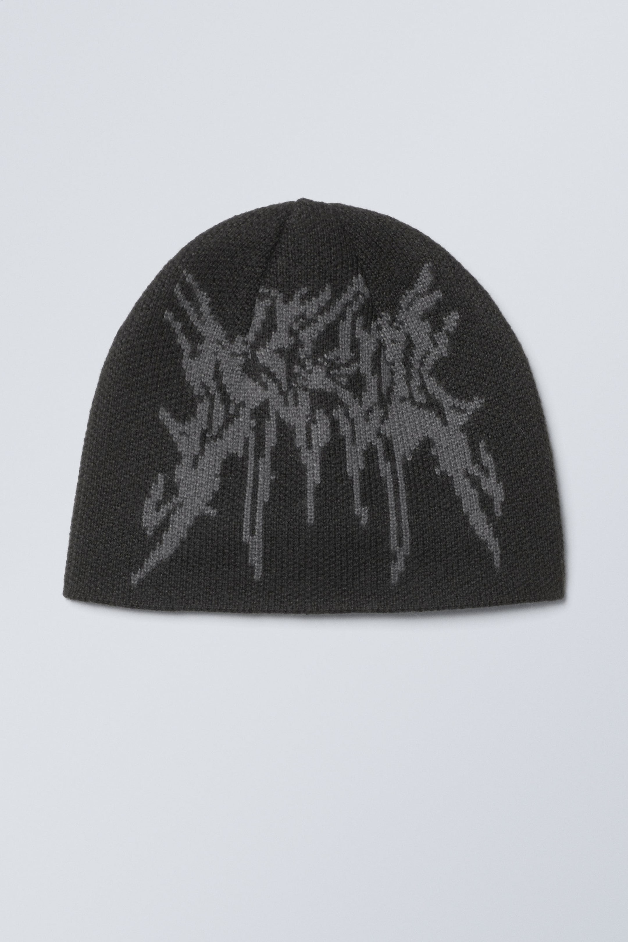 Schwarz - Jacquard-Strickmütze - 0