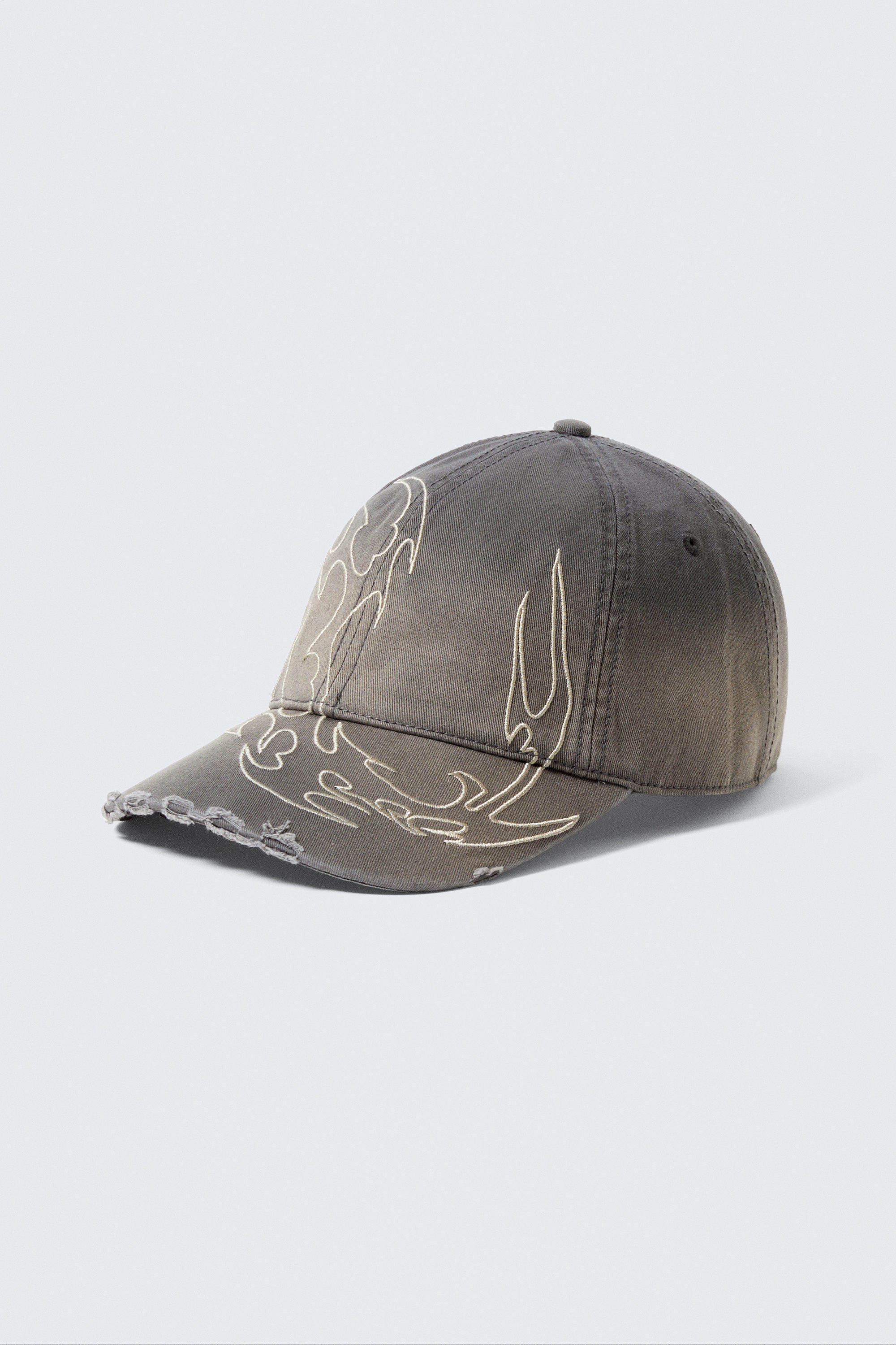 Dark Grey - EMBROIDERED DISTRESSED BASEBALL CAP - 1