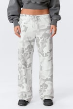 White - Camo - Printed Wide-Leg Pull-On Trousers - 1