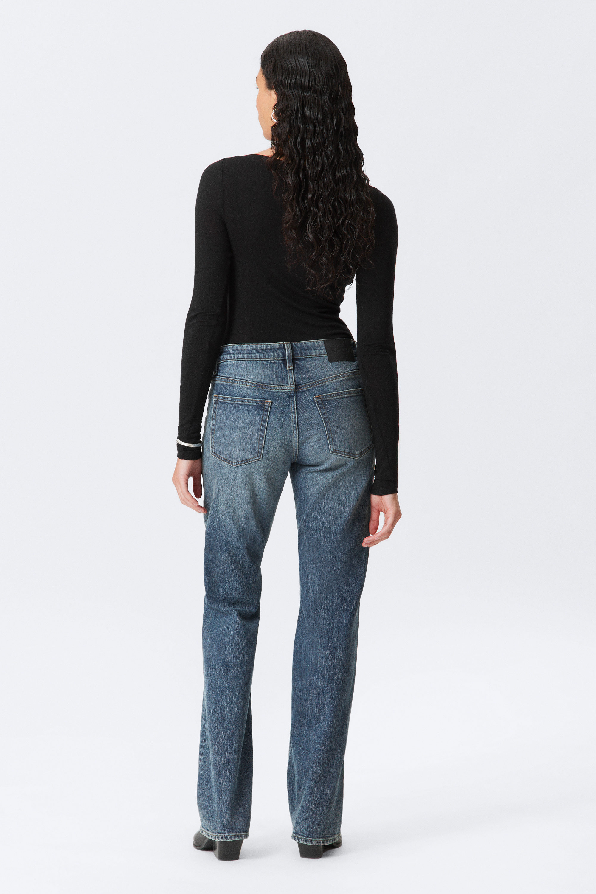 Thunder Blue - Dark Blue - Tension Mid Rise Slim Bootcut Leg Jeans - 3