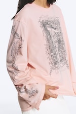 Rose clair imprimé - T-shirt imprimé à manches longues en coton - 1