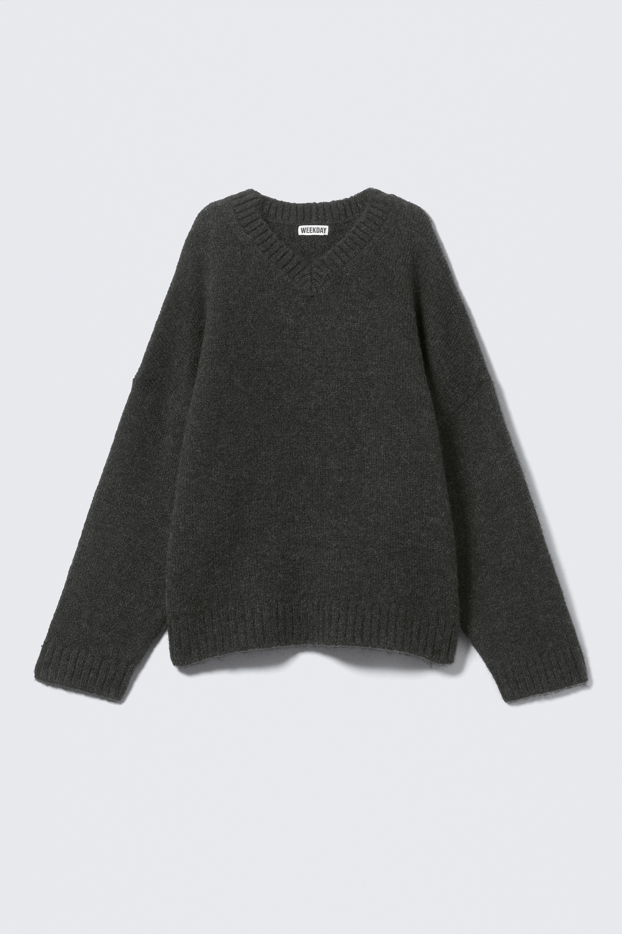 Oversized Pullover aus Wollmix mit V-Ausschnitt - Schwarz/Dunkelgrün