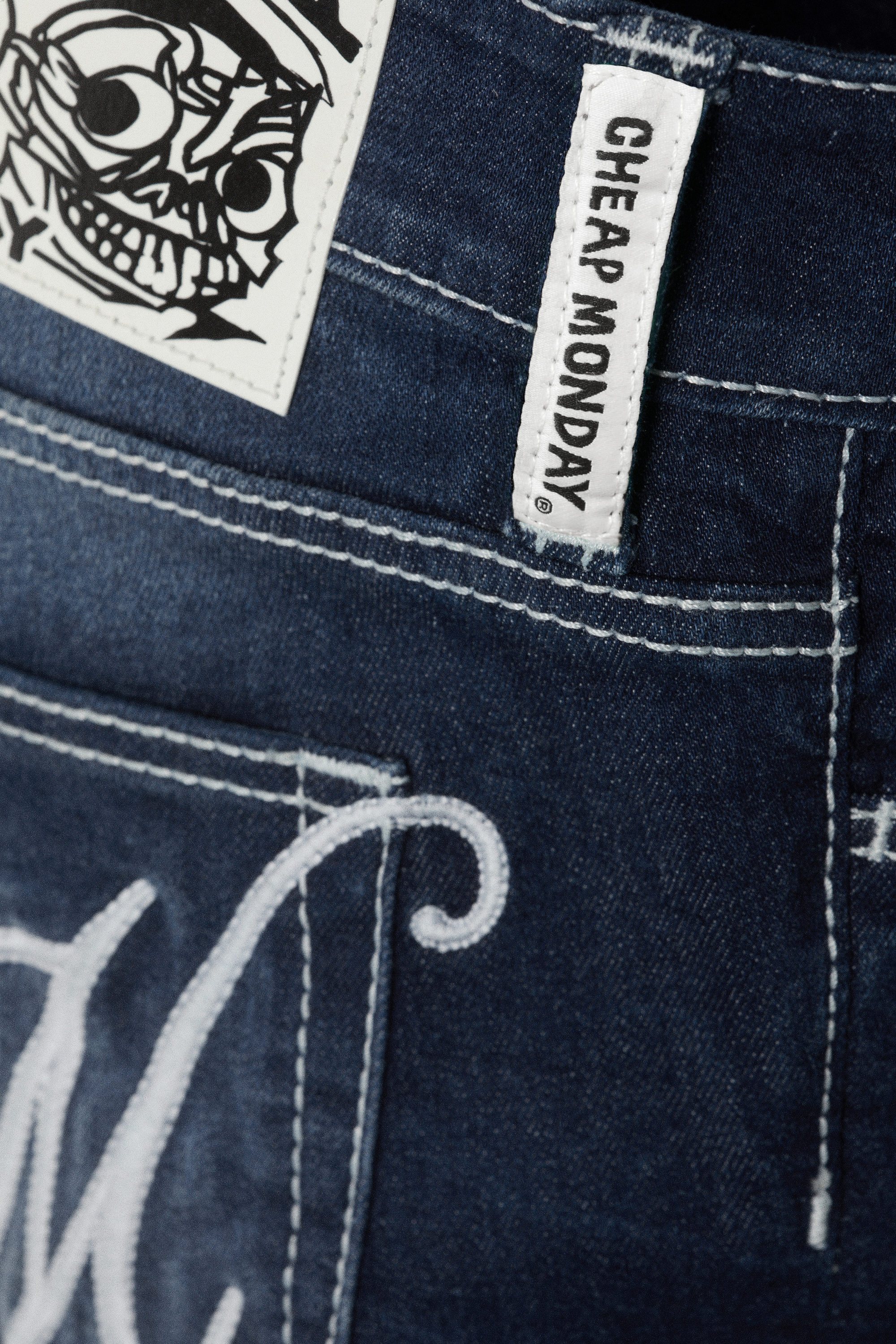 Marble Blue - Mörkblå - Fancy Booty Bei Low Waist Skinny Bootcut Jeans - 5