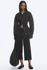 Black - Waisted A-Line Shirt - 1