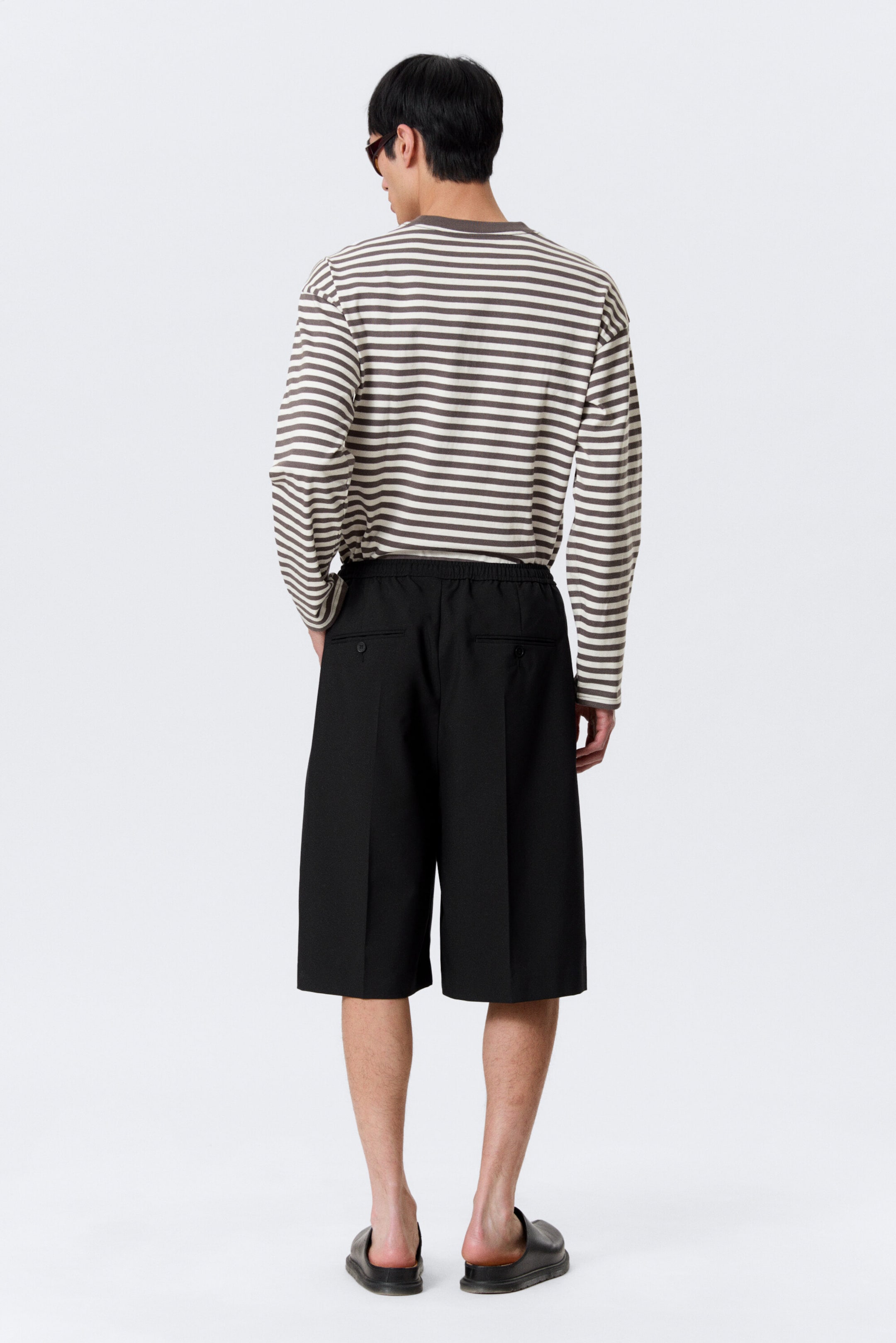 Noir - Short de costume ample taille mi-haute - 3