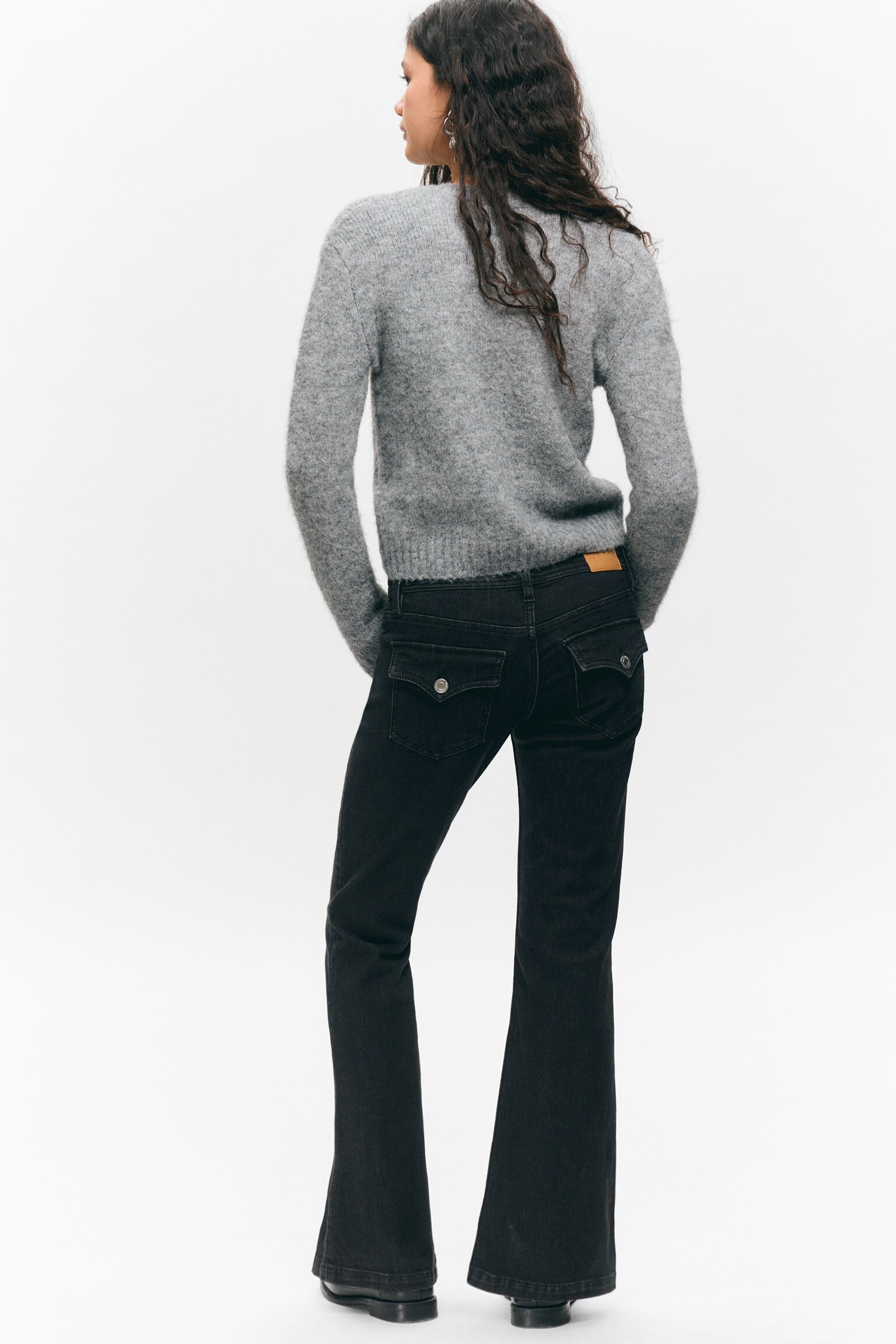 Jean slim à jambes évasées taille basse - Ink Black - Noir/Bleu frais - Bleu moyen - 5