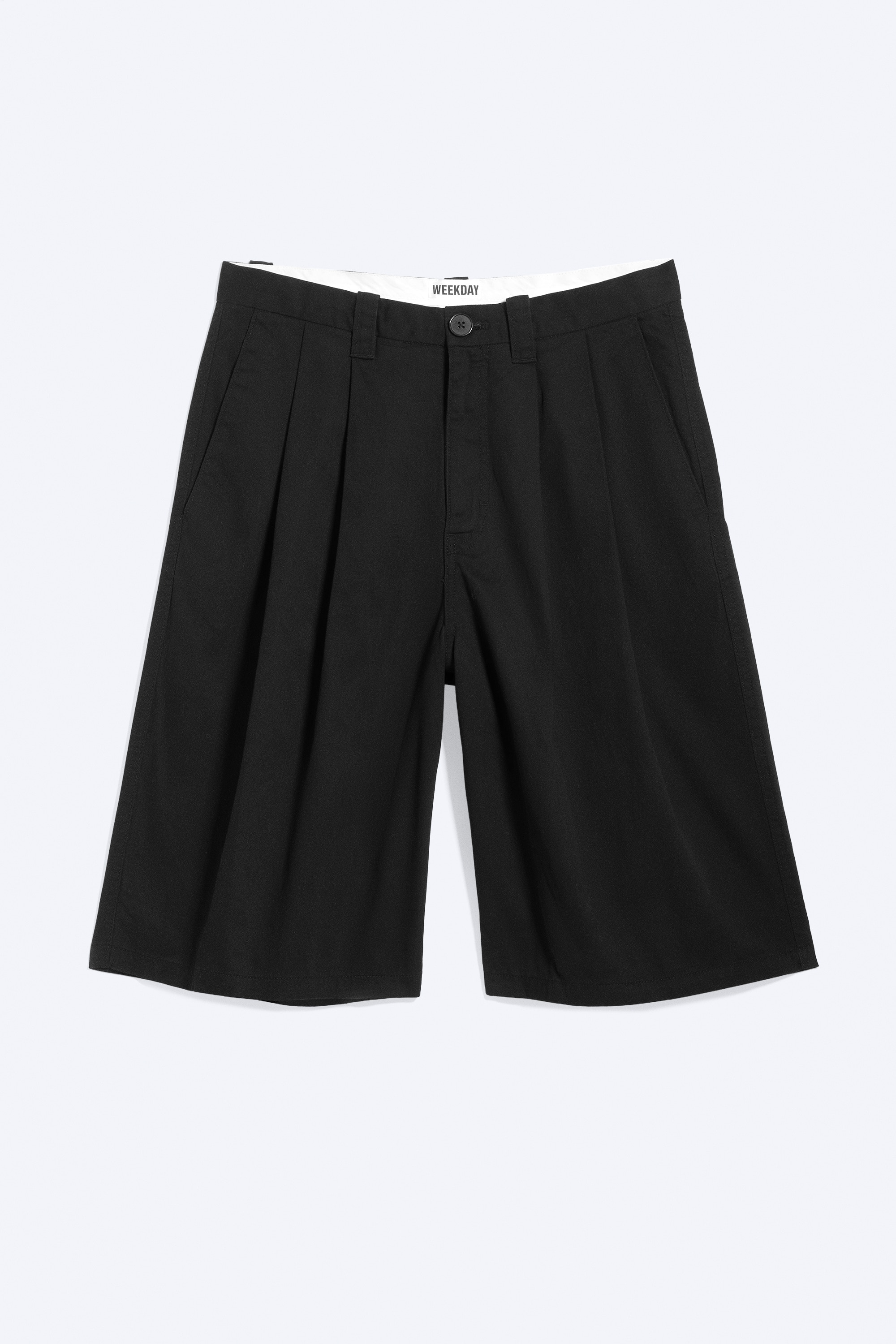 Katoenen chinoshort - Zwart/Vaal lichtbeige