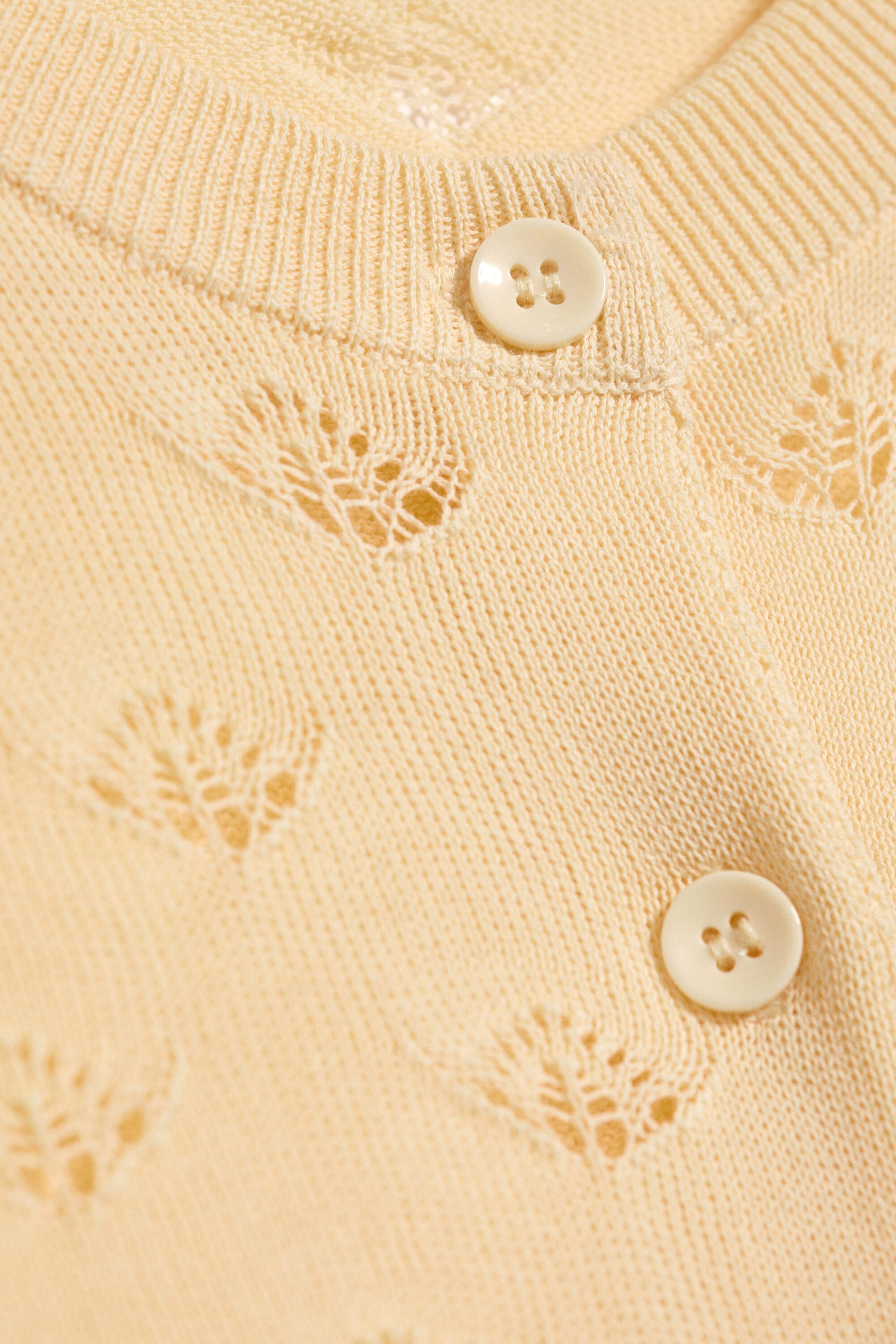 Dusty Light Yellow - Knitted pointelle cardigan - 5