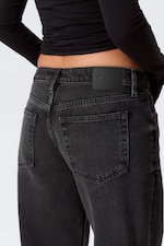 Washed Black - Imoo Low Rise Loose Wide Leg Jeans - 4