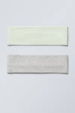 Grijs en mintgroen - 2-pack hoofdbanden - 0