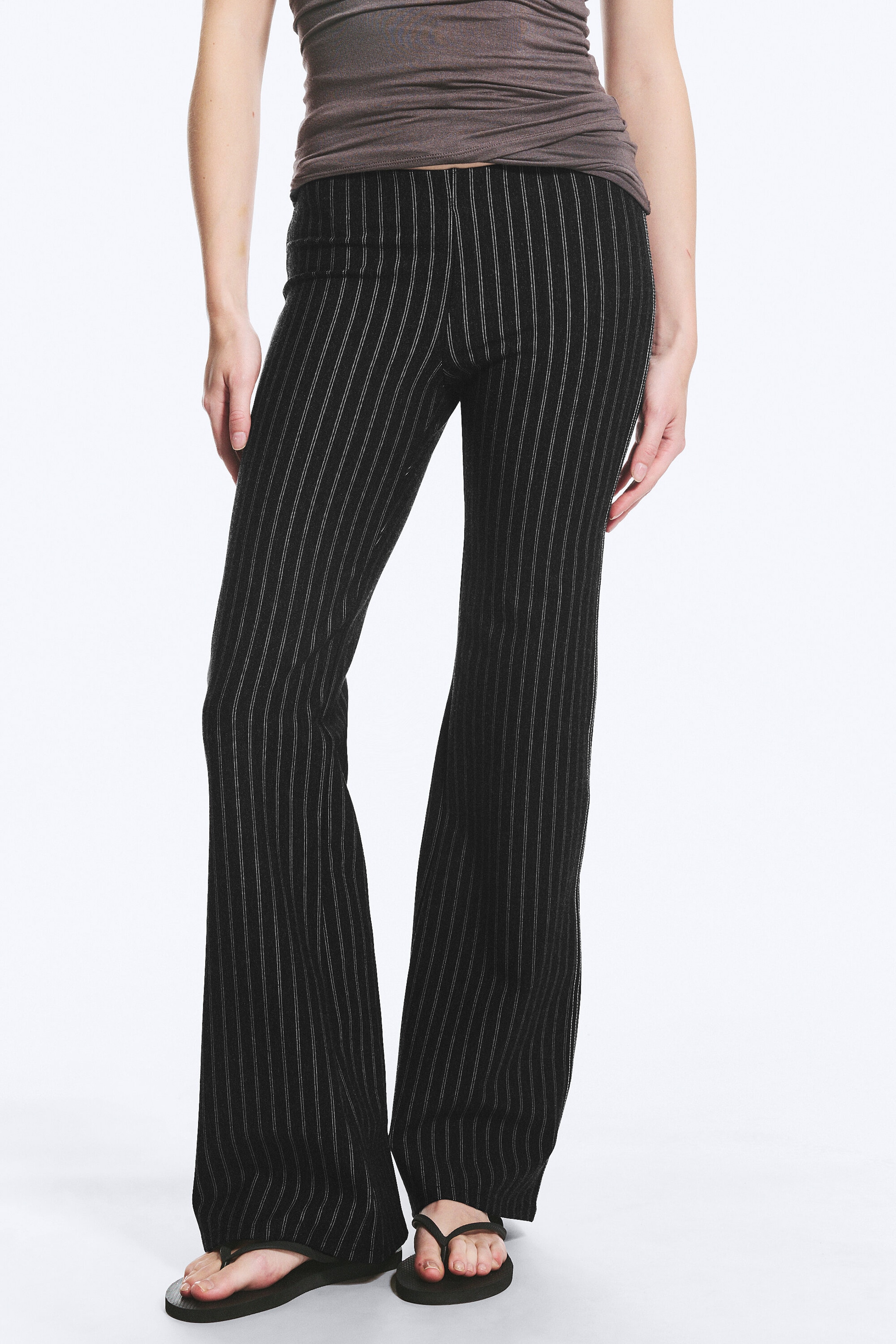 Dark Grey Pinstripe - Blair Bootcut Suiting Trousers - 2