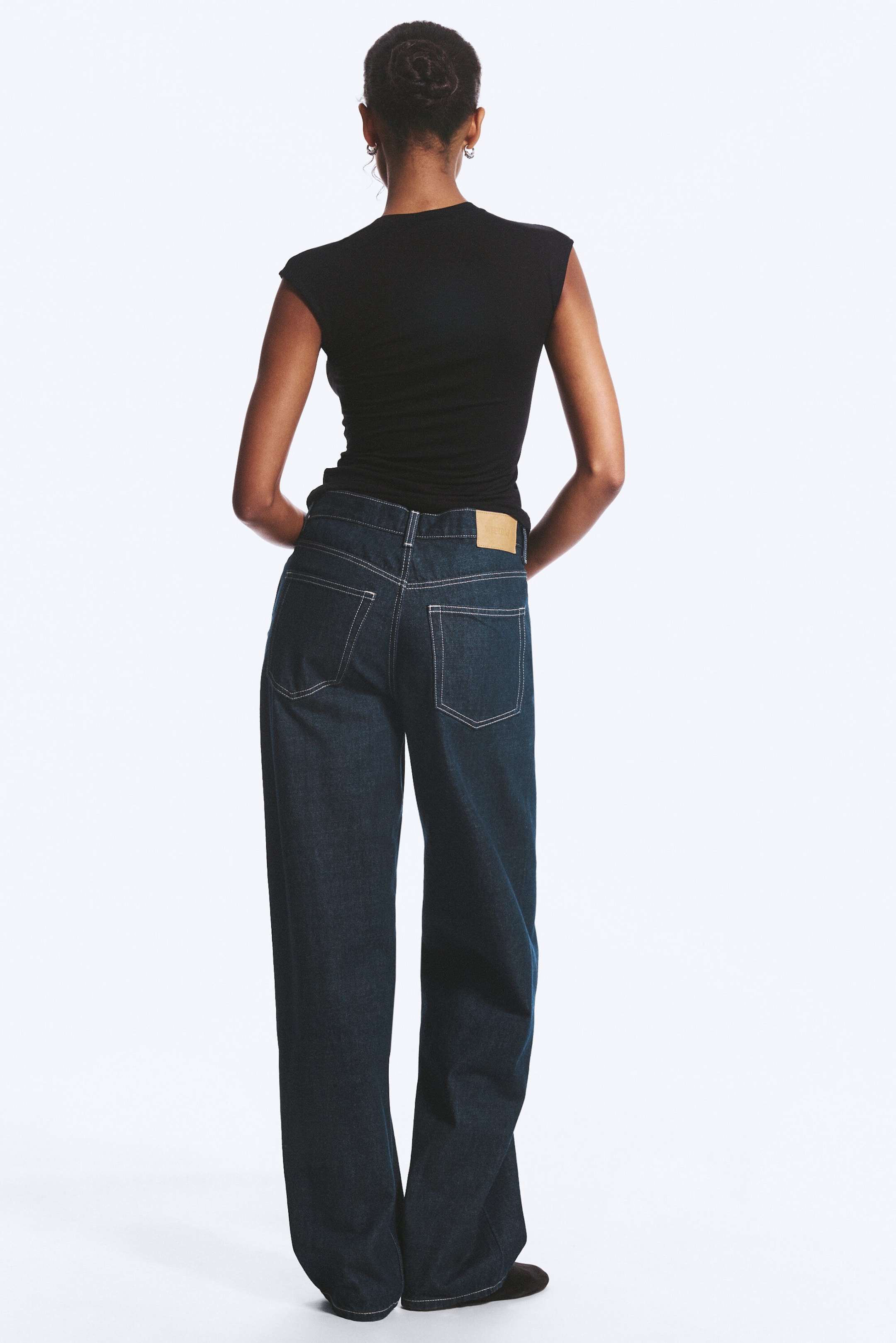 Blue Rinse - Dark Blue - Rail Mid Rise Loose Wide Jeans - 4