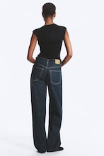 Blue Rinse - Dark Blue - Rail Mid Rise Loose Wide Jeans - 4
