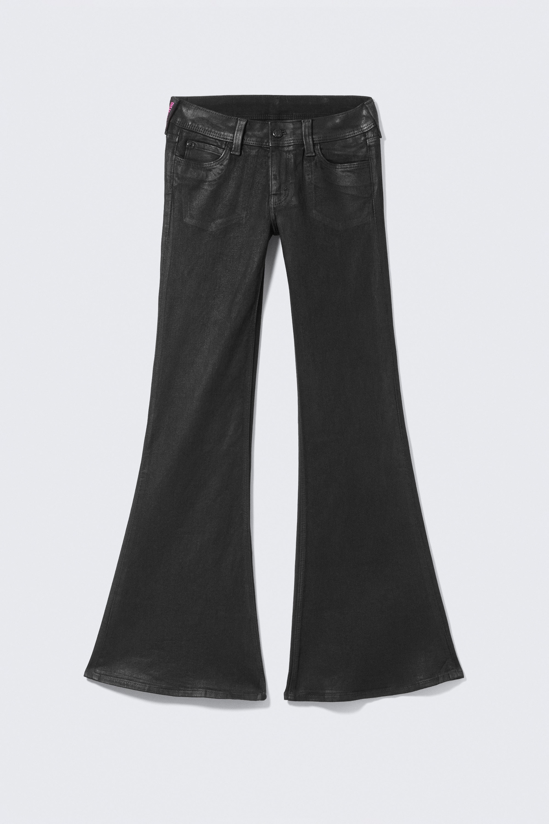 Noir enduit - Noir - Jean skinny évasé enduit taille basse évasé - 4