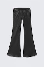 Noir enduit - Noir - Jean skinny évasé enduit taille basse évasé - 4