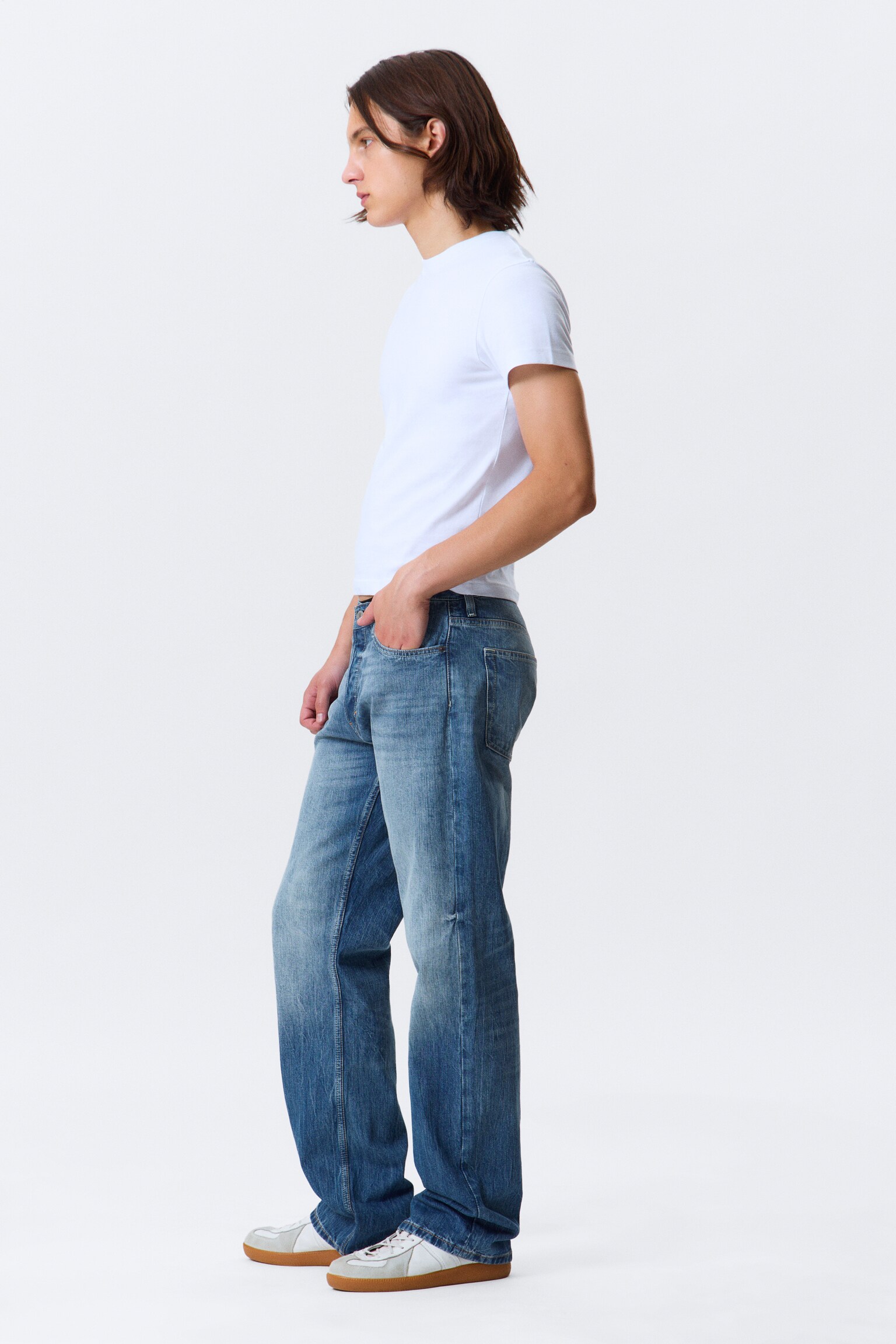 Meteor Low Waist Relaxed Straight Leg Jeans - Board Blue - Mellanblå - 6