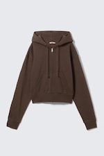 Dark Brown - Magic - Short Zip Hoodie - 0