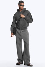 Gris foncé - Pantalon en textile façon néoprène Loose Fit - 0