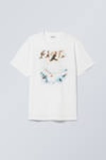White - Blurry Dove - Oversized Graphic Printed T-shirt - 0