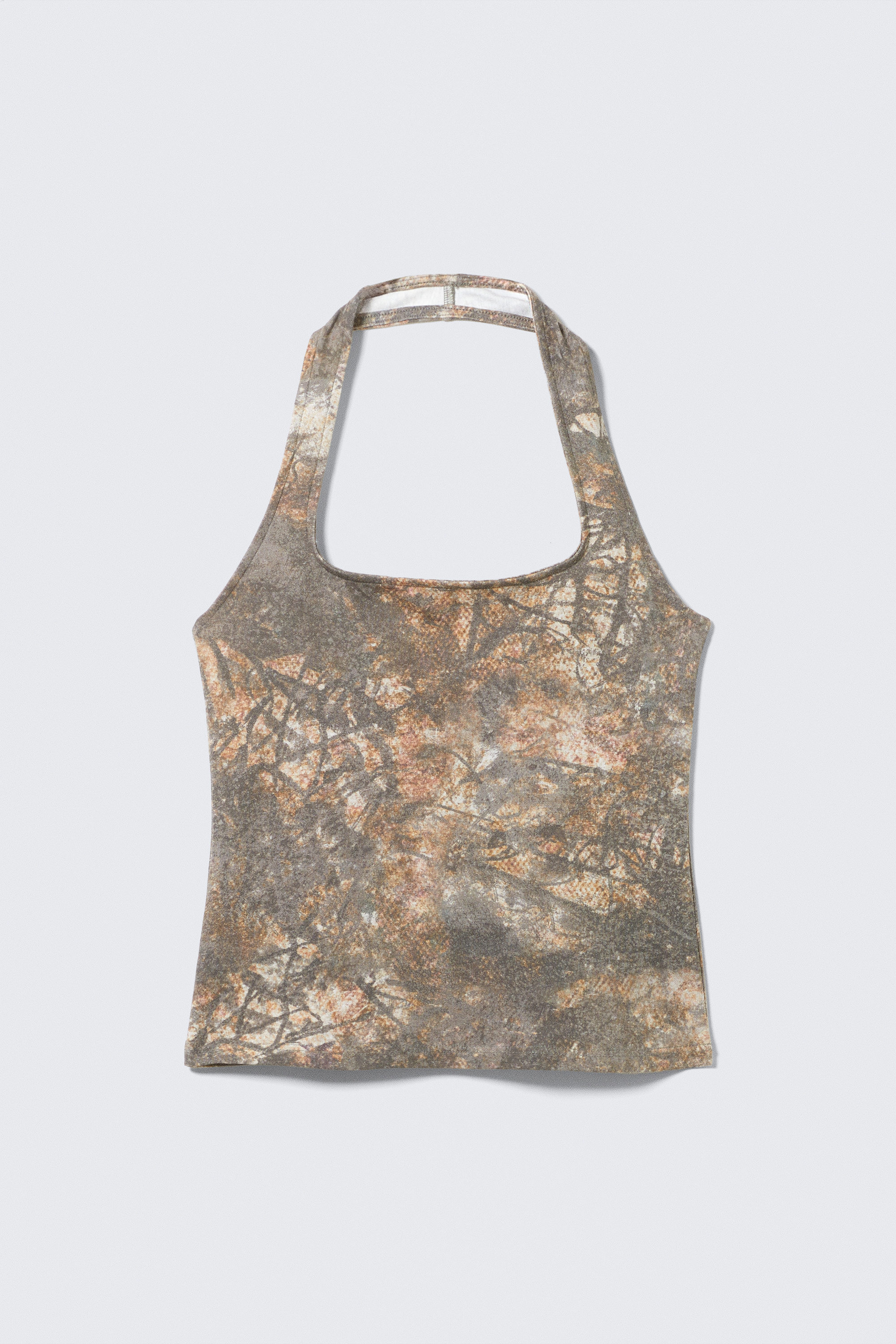 Khakigrüner Print - Neckholder-Top mit eckigem Ausschnitt und Print - 4