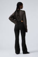 Black Rinse - Black - Glow Curve High Waisted Regular Flared Leg Jeans - 4