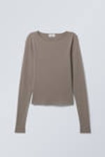 Washed Grey - Hannah Washed Long Sleeve Top - 0