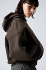 Dark Brown - Oversized Scuba Hoodie - 2