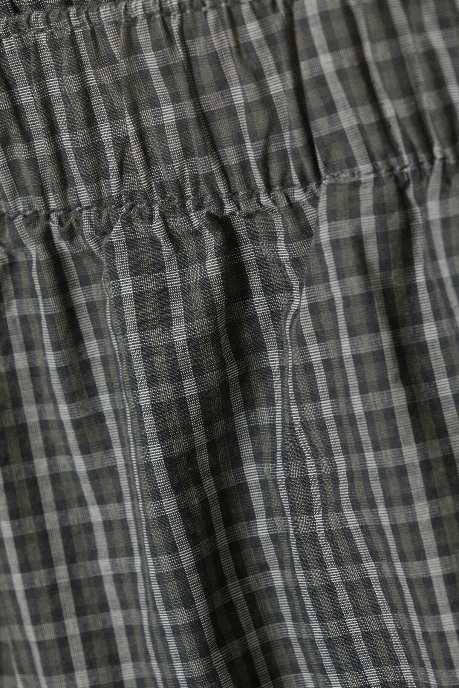 Low Rise Cotton Shorts - Checked Dark Mole - 2