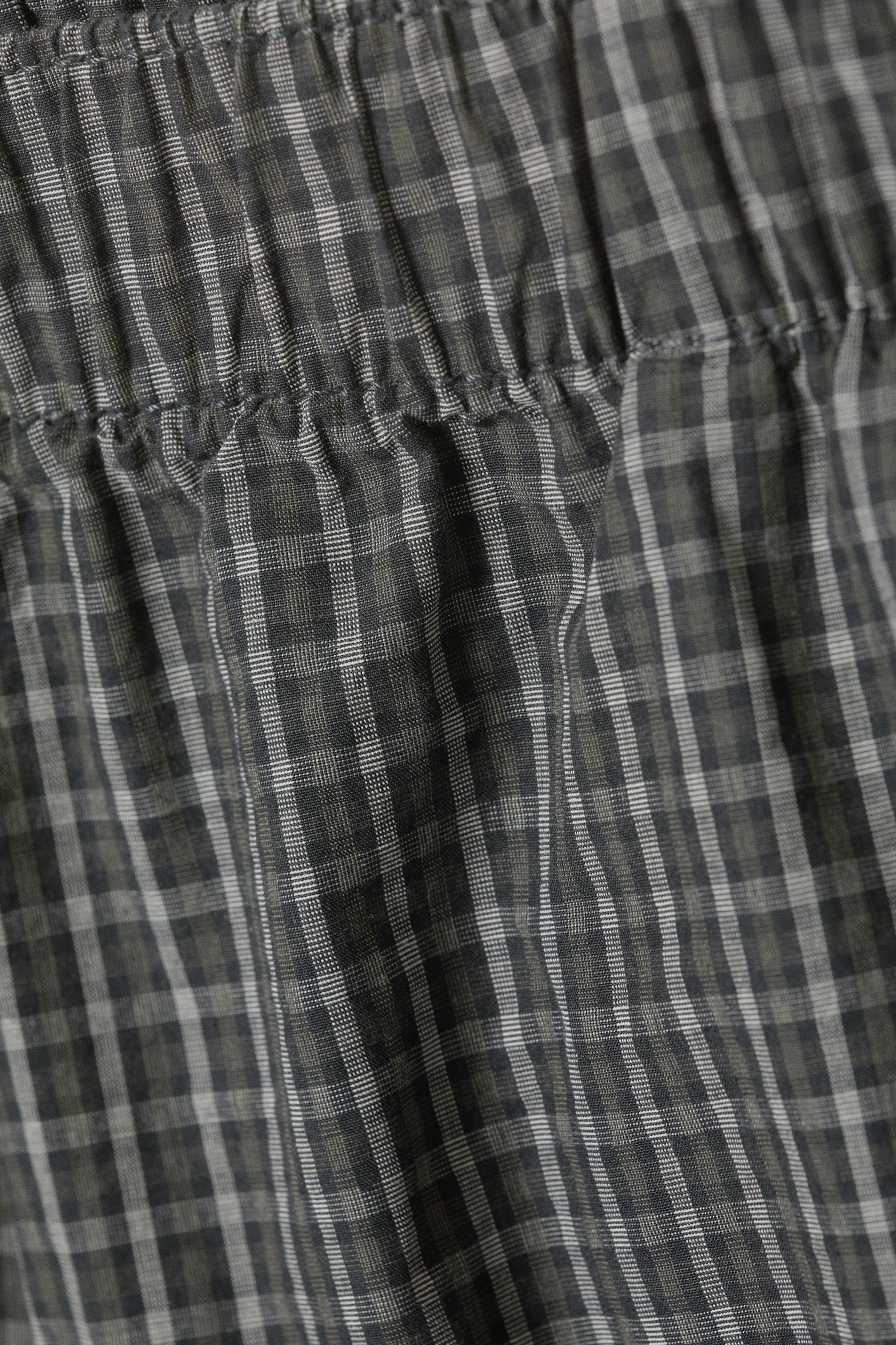 Checked Dark Mole - Low Rise Cotton Shorts - 2