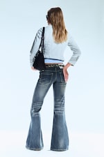 Steel Blue - Medium Blue - LENI LOW RISE FLARED SKINNY JEANS - 3