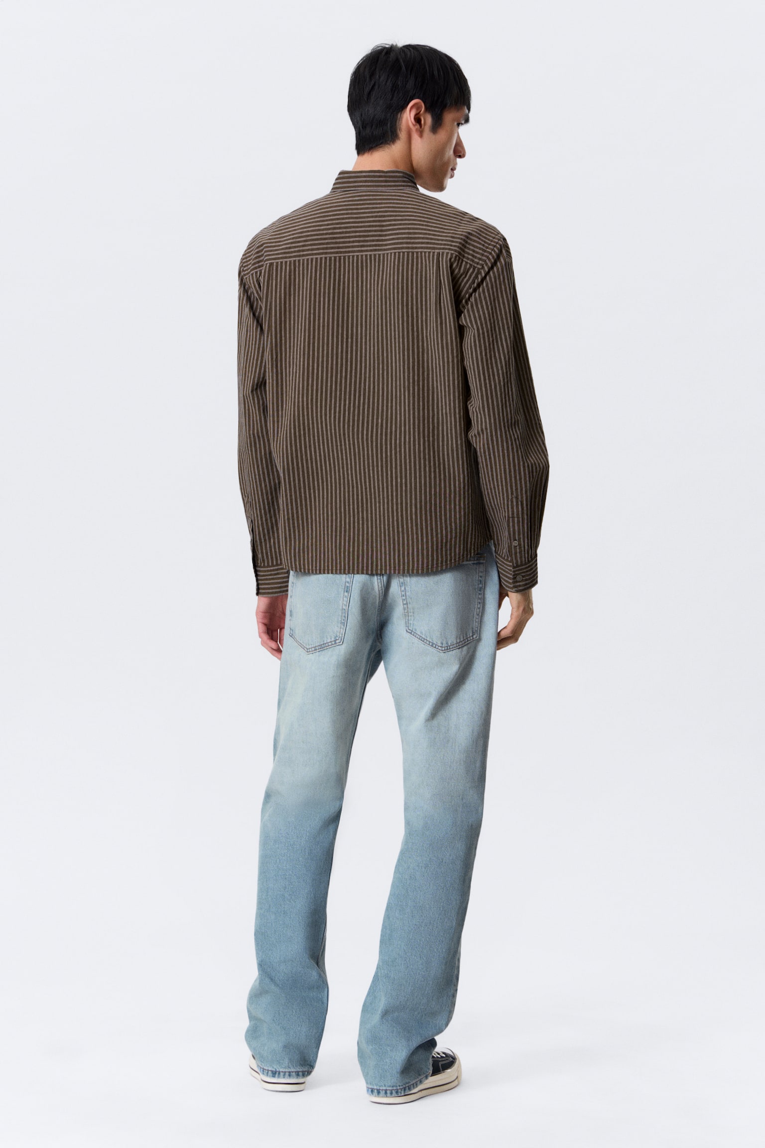 Camicia a righe relaxed fit - Marrone a righe/Beige a righe - 3