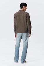 Striped Brown - Relaxed Striped Button-down Shirt - 2