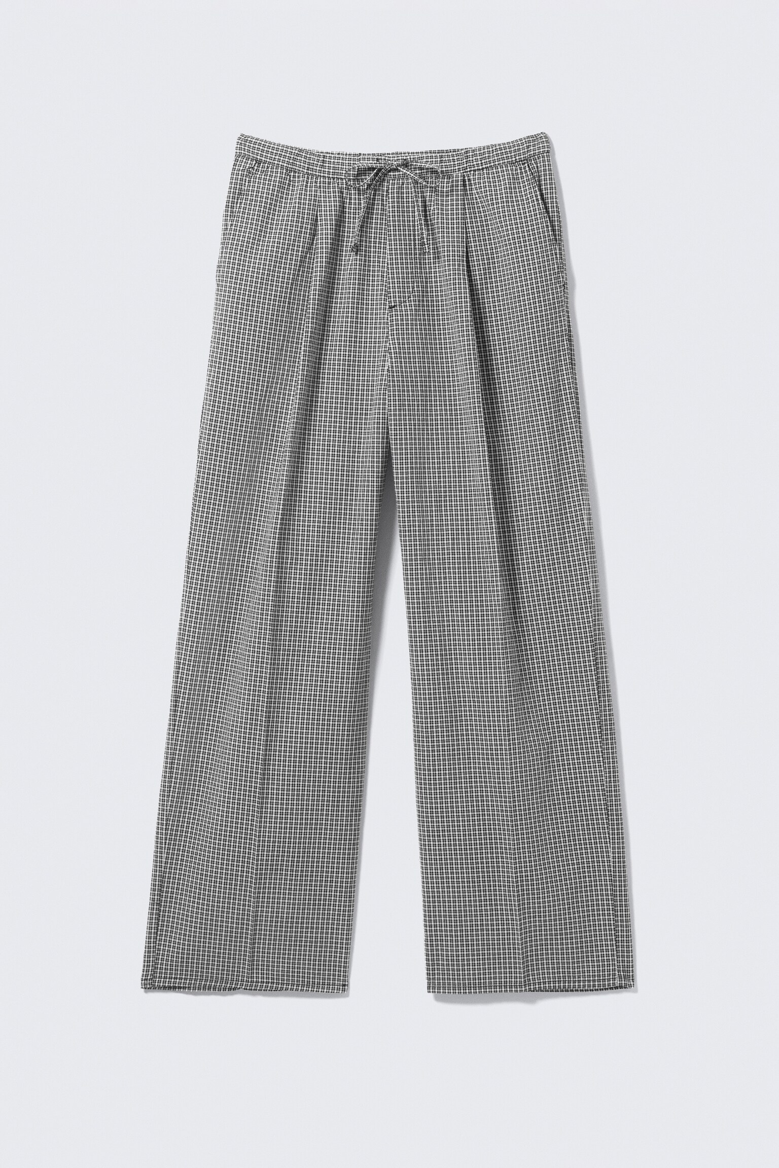 Checked Loose Cotton Trousers - Black & White Check