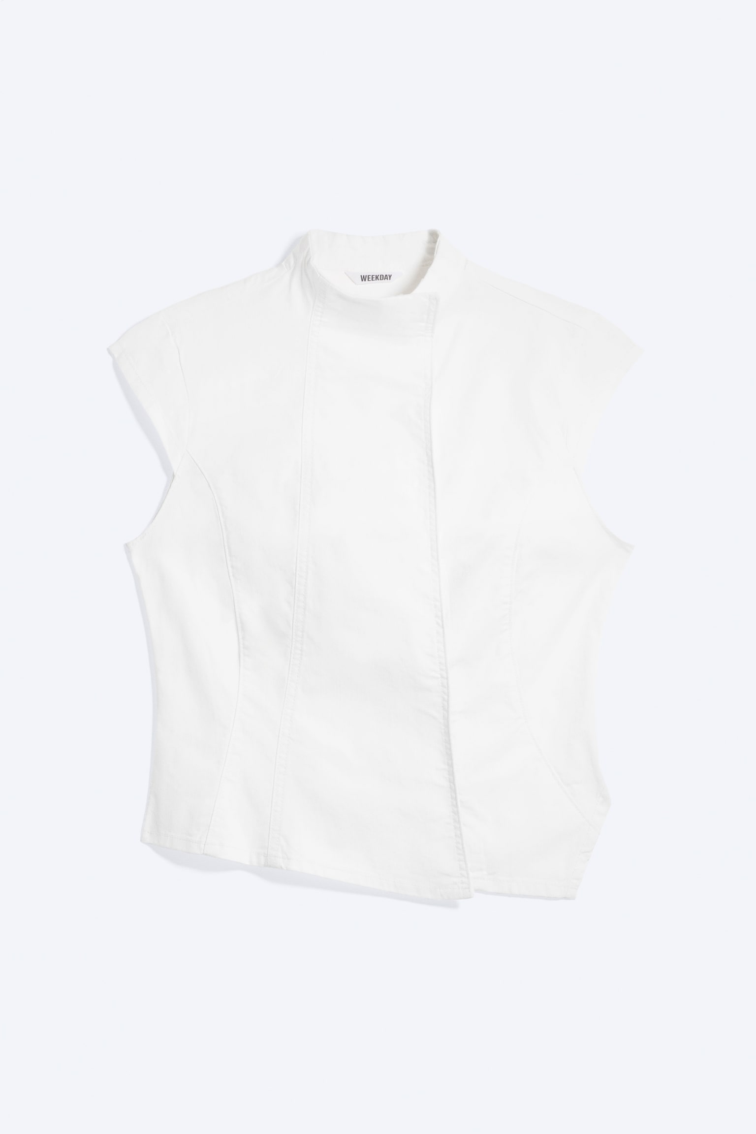 Strukturiertes asymmetrisches Baumwolltop - Weiß/Dunkles Graubraun/Schwarz - 2