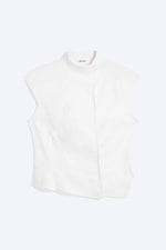 Blanc - Haut structuré asymétrique en coton - 4
