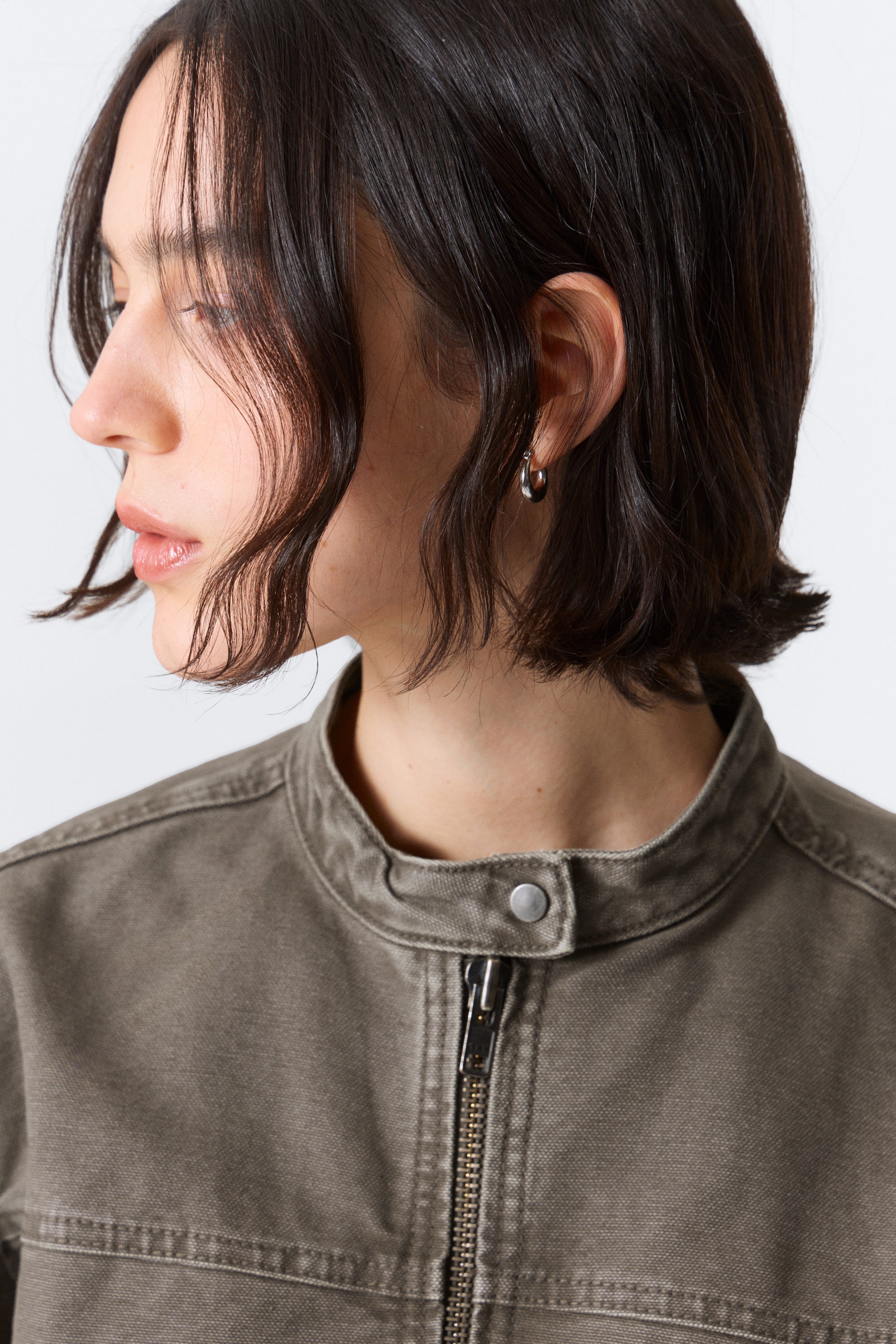 Grå - Oversized Washed Canvas Jacket - 2