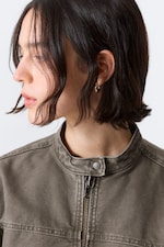 Grå - Oversized Washed Canvas Jacket - 2