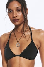 Noir - Haut de bikini triangle décolleté dos nu - 1